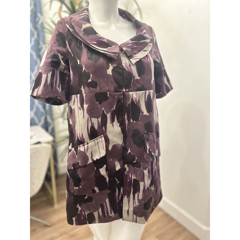 Simply Vera Wang Jacket Women‎ Sz S/M Blazer Career Floral Satin Silk Feel Plum